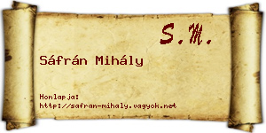 Sáfrán Mihály névjegykártya